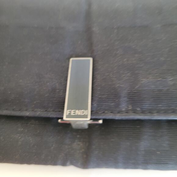 Fendi Zucca Nylon Leather Wallet Wallet Black Envelope Large Logo Clasp - Picture 13 of 13